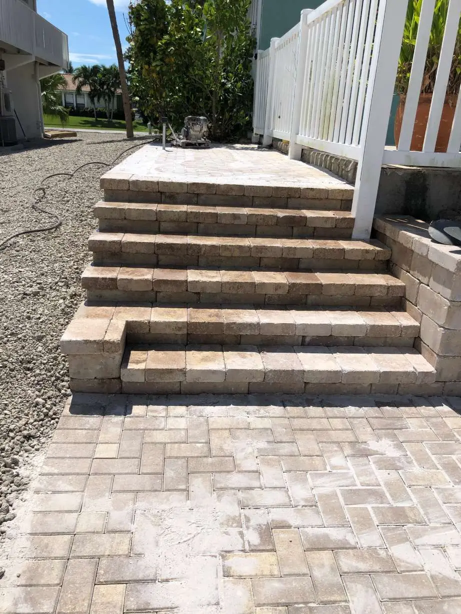 Detailed paver step and landing installation by Marco Pavers